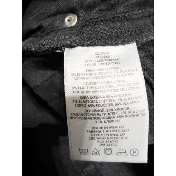 Re/Done Jeans 28 Denim Black Gray Raw Hem Faded Coal Straight Stretch Button Fly - Picture 5 of 9